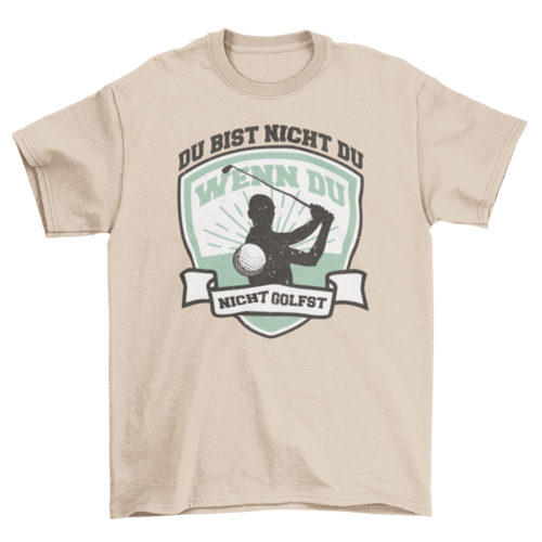 Person golfing badge t-shirt