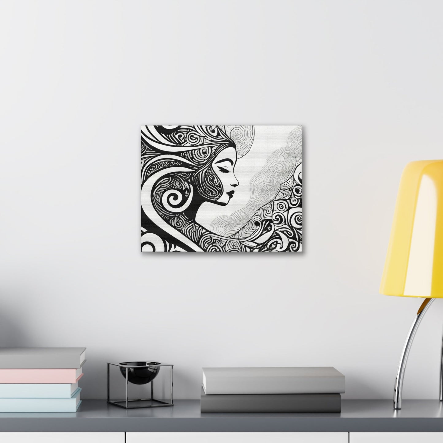 Wall Art Decor - Canvas Print Artwork - Female Black Line Art Print