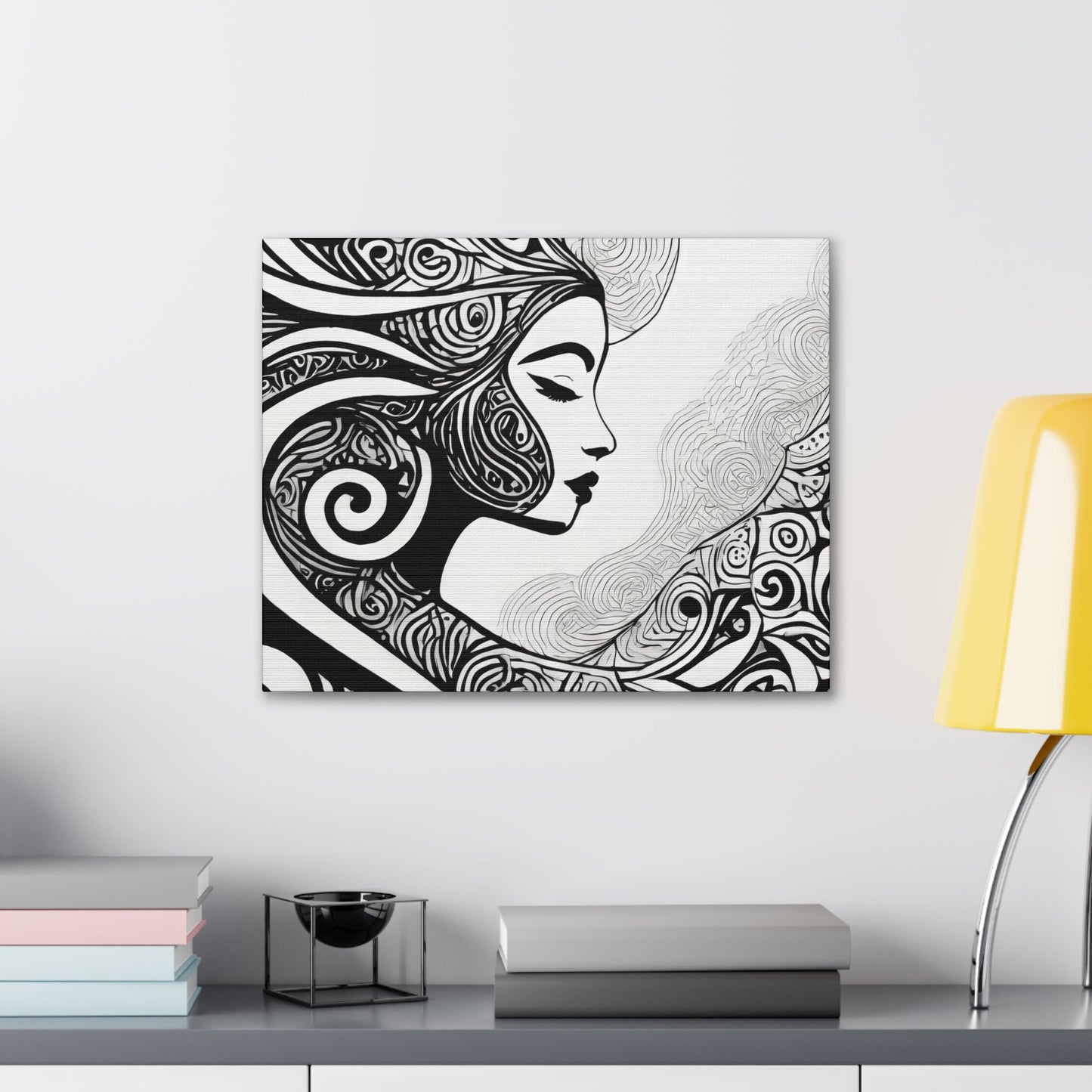 Wall Art Decor - Canvas Print Artwork - Female Black Line Art Print