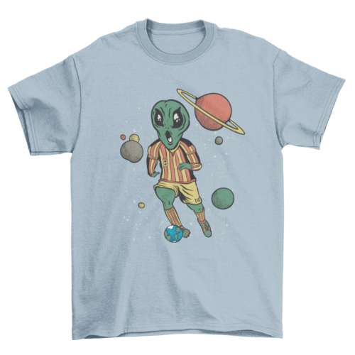 Soccer player alien in space T-shirt