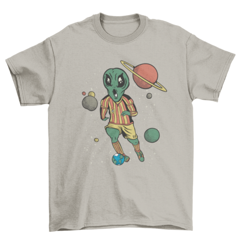 Soccer player alien in space T-shirt
