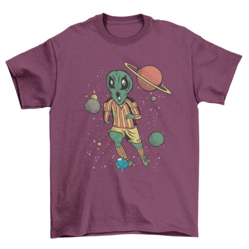 Soccer player alien in space T-shirt