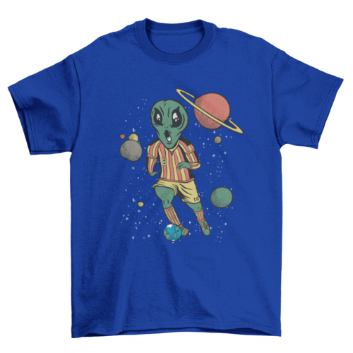 Soccer player alien in space T-shirt