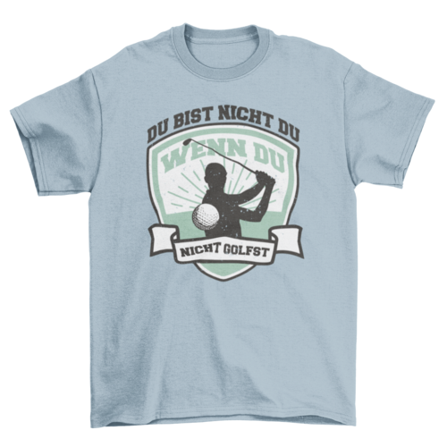 Person golfing badge t-shirt
