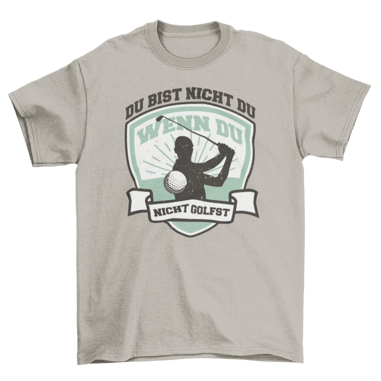 Person golfing badge t-shirt