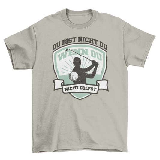 Person golfing badge t-shirt
