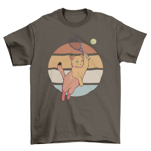 Cat playing tennis t-shirt