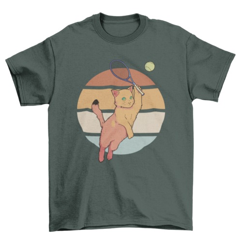 Cat playing tennis t-shirt
