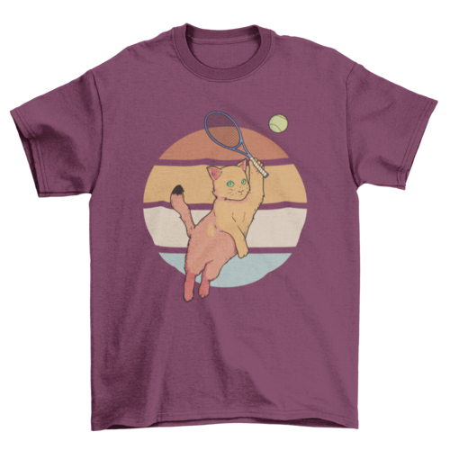 Cat playing tennis t-shirt