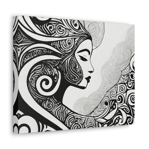 Wall Art Decor - Canvas Print Artwork - Female Black Line Art Print