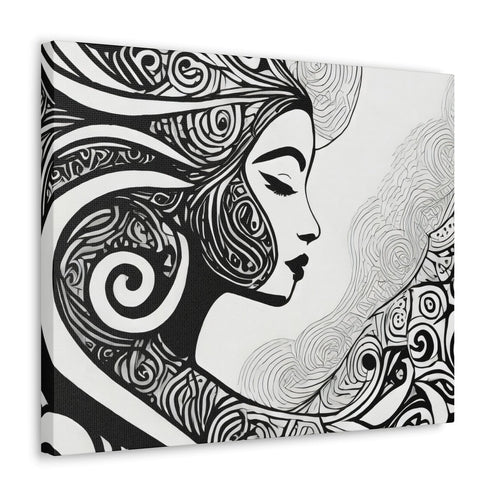Wall Art Decor - Canvas Print Artwork - Female Black Line Art Print
